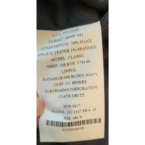 NWT Stafford 46L Blue Sport Coat Blazer Jacket Solid Polyester/Wool Traveld - Picture 7 of 16